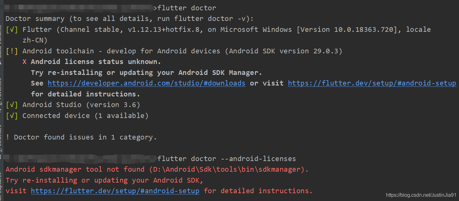 flutter doctor 输出